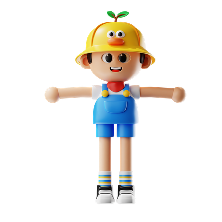 Male Farmer Giving T Pose  3D Illustration