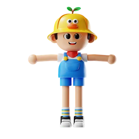 Male Farmer Giving T Pose  3D Illustration