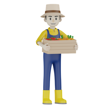 Male Farmer Harvest Vegetable  3D Illustration