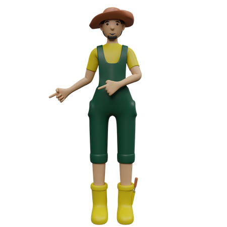 Male farmer pointing finger on side  3D Icon