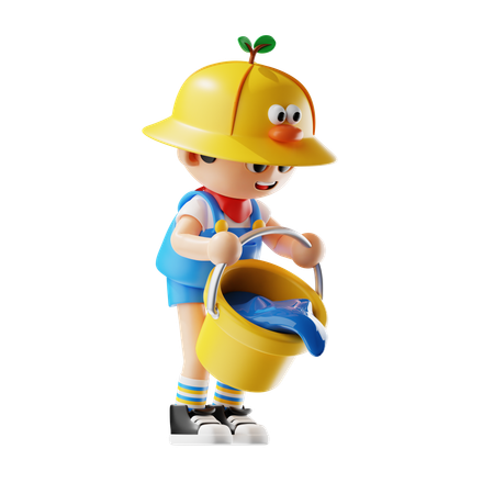 Male Farmer Pouring Water  3D Icon