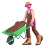 Male farmer pushing Wheelbarrow