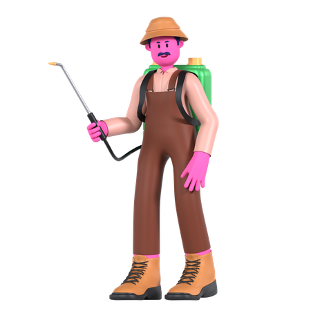 Male farmer spraying Pesticide  3D Icon