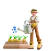 Male farmer watering carrot in farm