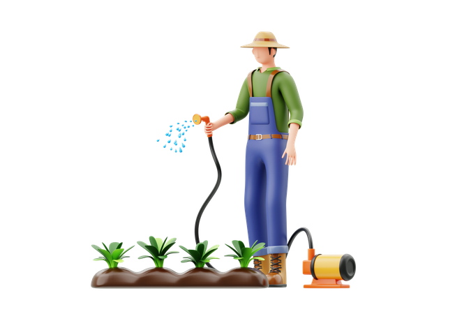 Male Farmer With Sustainable Agriculture  3D Illustration