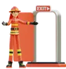 Male firefighter directs out for exit