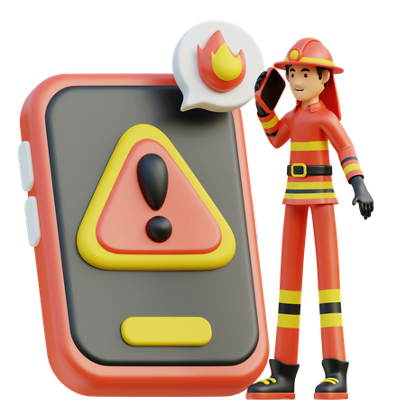 Male firefighter mobile app  3D Icon
