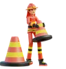 Male firefighter moves the cone