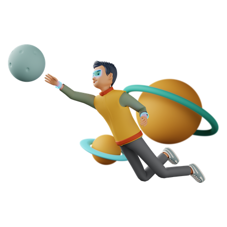 Male flying in space using  3D Illustration