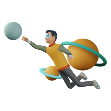 Male flying in space using 3D Illustration