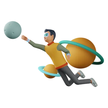 Male flying in space using  3D Illustration