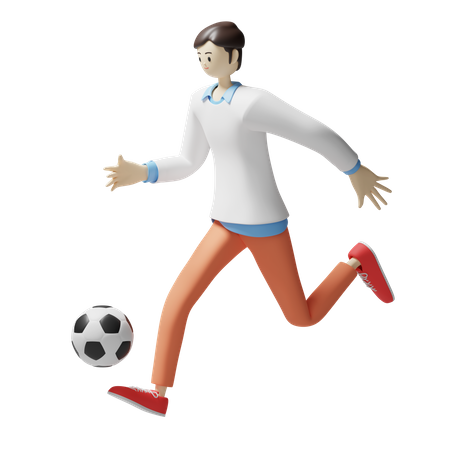 Male footballer playing football  3D Illustration