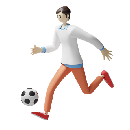 Male footballer playing football  3D Icon