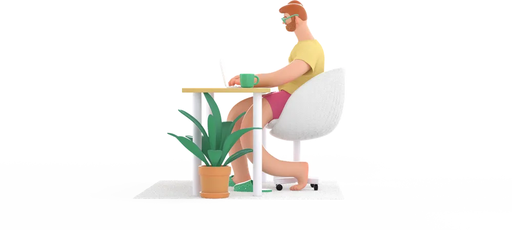 Male freelancer working on own project 3D Illustration
