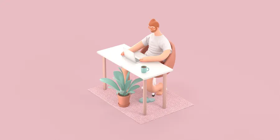 Male freelancer working on own project  3D Illustration