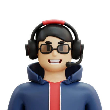 Male Gamer Character 3D Icon