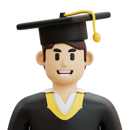 Male Graduate Student  3D Icon