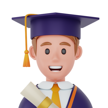 Male Graduate Student  3D Icon