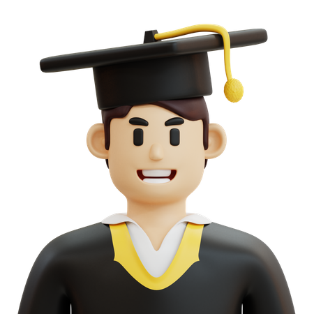 Male Graduate Student  3D Icon