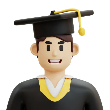 Male Graduated Student Character 3D Icon