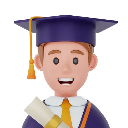Male Graduate Student  3D Icon