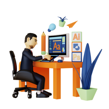 Male Graphic Designer  3D Illustration