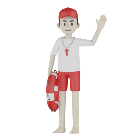 Male Guard Waving Hand  3D Illustration