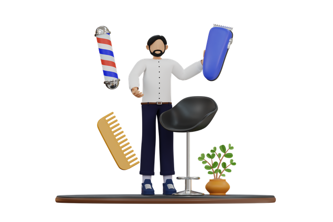 Male Hairdresser  3D Illustration
