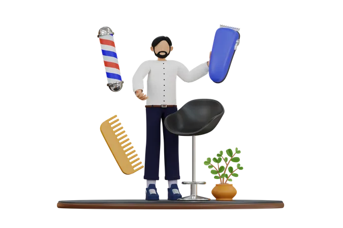 Male Hairdresser  3D Illustration