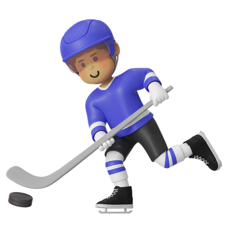 Male Hockey Player Playing Ice Hockey With Skating  3D Illustration