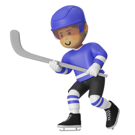 Male Hockey Player With Hockey Stick  3D Illustration