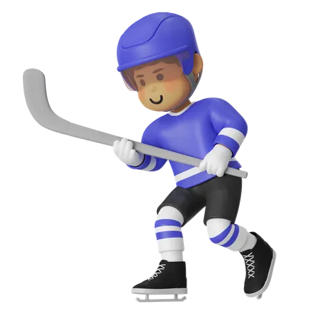 Male Hockey Player With Hockey Stick  3D Illustration