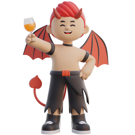 Male Incubus holding drink  3D Icon