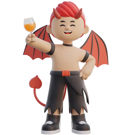 Male Incubus holding drink  3D Illustration