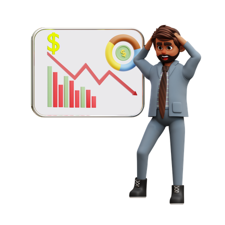 Male Investor Facing Market Loss  3D Icon