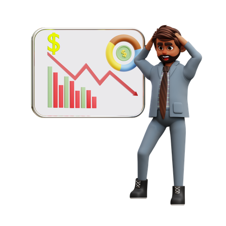 Male Investor Facing Market Loss  3D Illustration