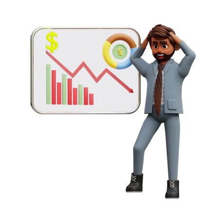 Male Investor Facing Market Loss  3D Illustration