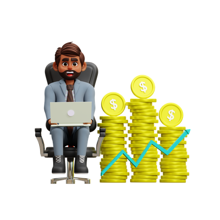 Male Investor Investing A Lot Of Dollar Currency In Market  3D Icon