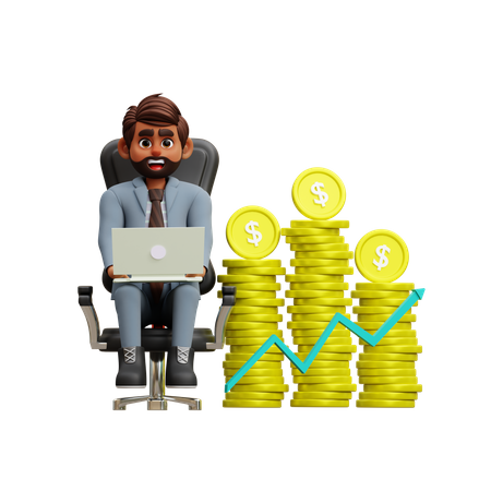 Male Investor Investing A Lot Of Dollar Currency In Market  3D Illustration