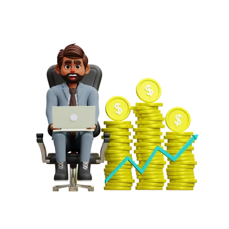 Male Investor Investing A Lot Of Dollar Currency In Market  3D Illustration