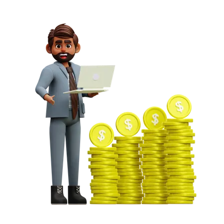 Male Investor Investing A Lot Of Dollar Currency In Market  3D Illustration