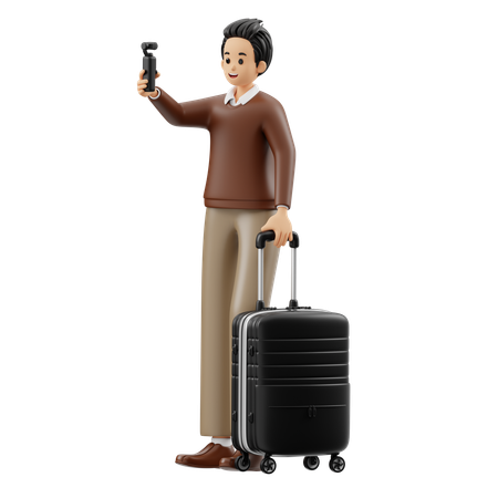 Male Is A Travel Vlogger  3D Illustration