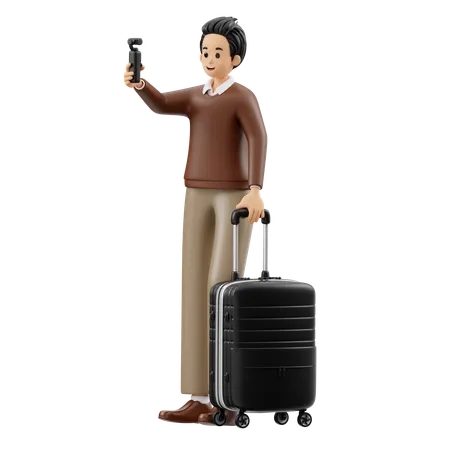 Male Is A Travel Vlogger  3D Illustration