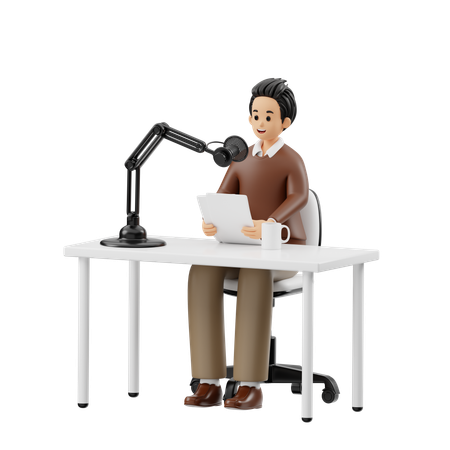 Male Is Podcast Producer  3D Illustration
