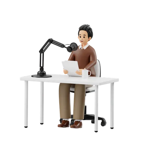 Male Is Podcast Producer  3D Illustration