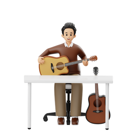 Male Is Recording Live Music  3D Illustration