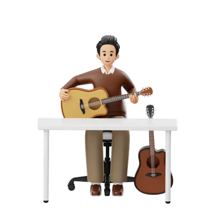 Male Is Recording Live Music  3D Illustration