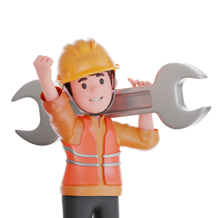 Male Laborer Character  3D Icon