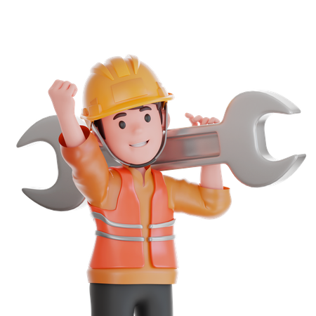 Male Laborer Character 3D Icon