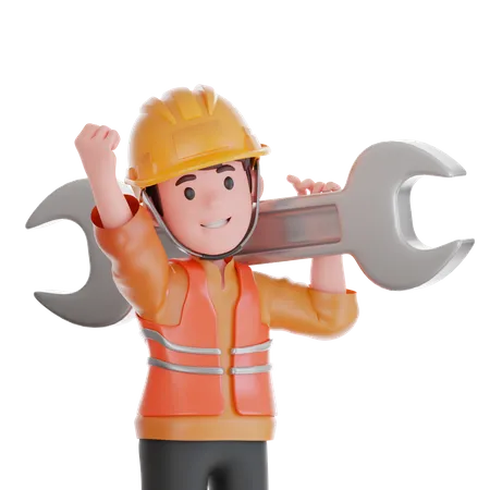 Male Laborer Character 3D Icon